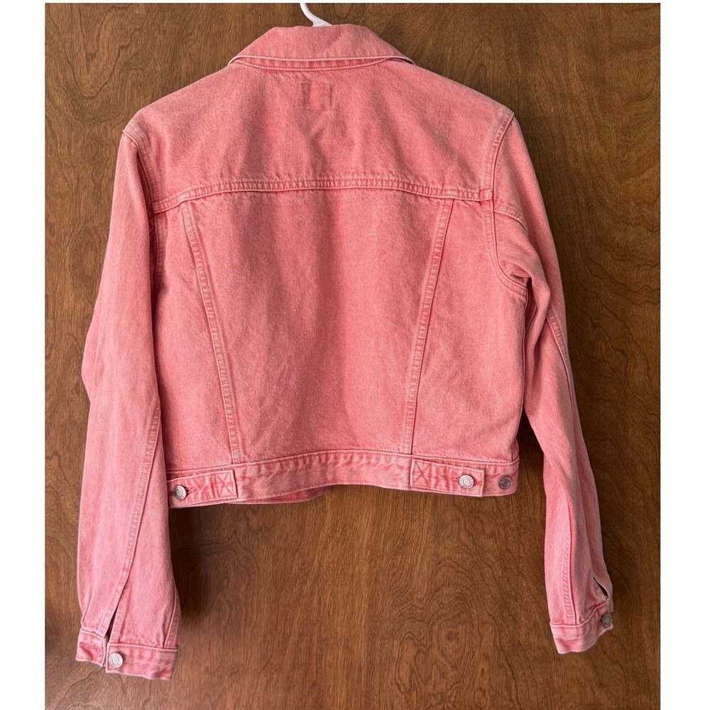 GAP sz S Oversized Pink Washed Denim Jean Jacket Baggy Streetwear Heavy Staple - Picture 5 of 8